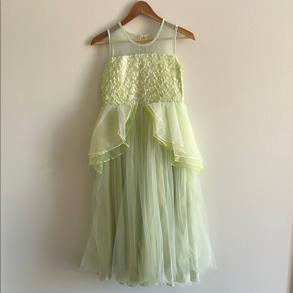 Trish Scully Child Elegant Light Green Layered Dress